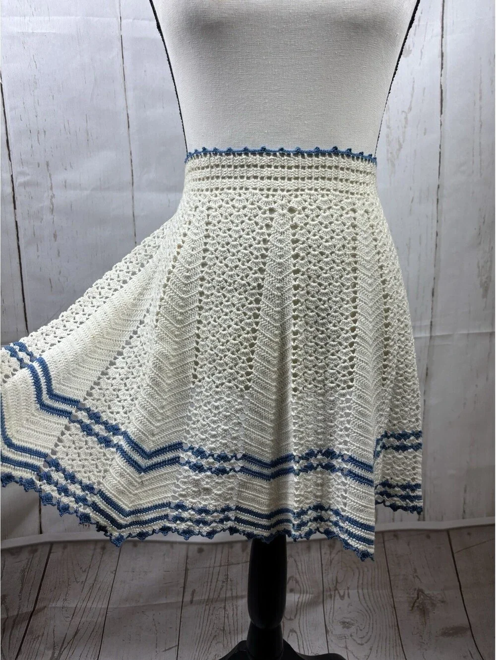 Vintage Crocheted Chevron Half Apron 40-50ss